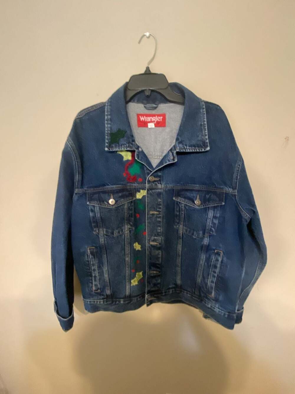Wrangler Hero Denim Jacket With Diy Hand-Painted Holiday Design